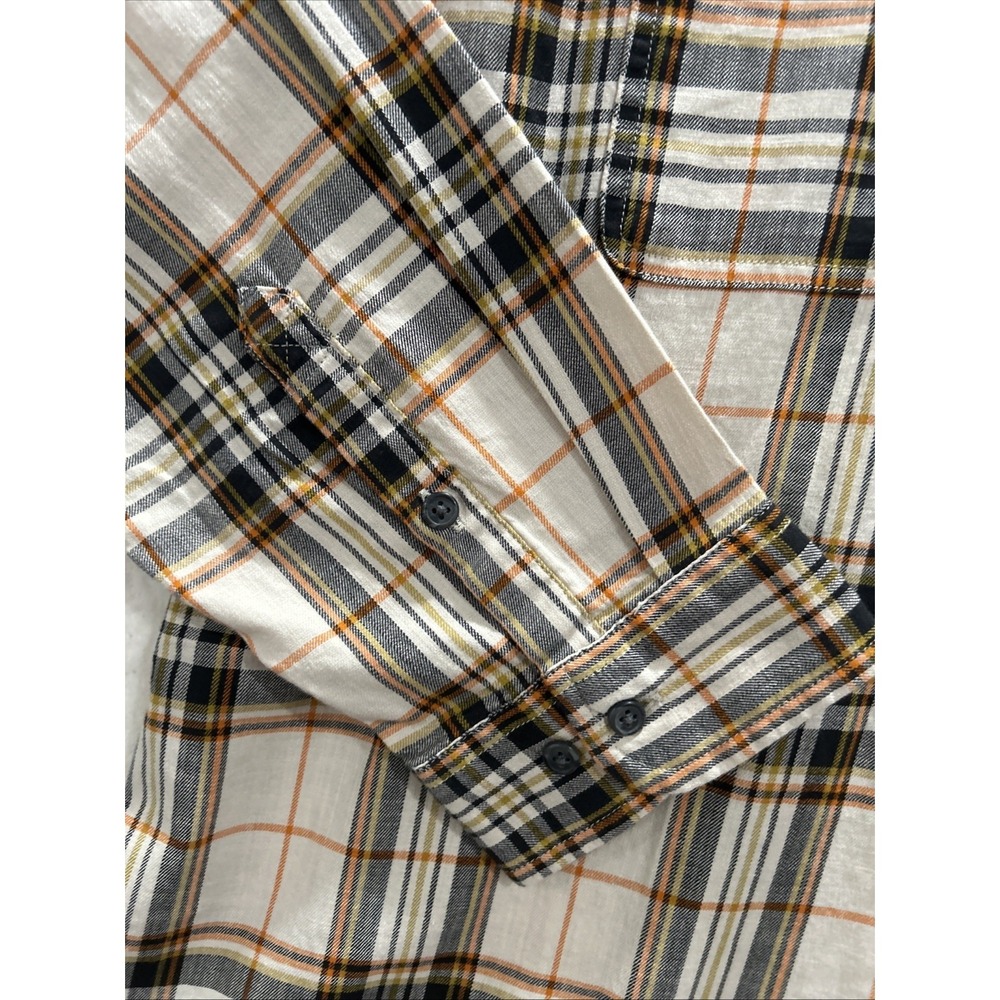 Carhartt Men's Rugged Flex Relaxed Fit Lightweight Long Plaid Shirt Cream/Orang - Picture 7 of 9